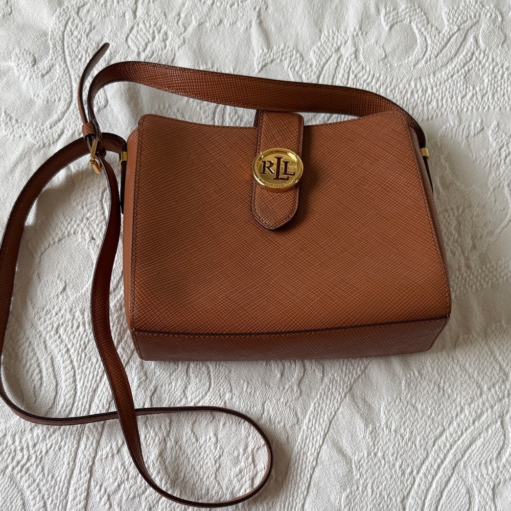 Lauren Ralph Brown Leather Crossbody Bag - Picture 2 of 7